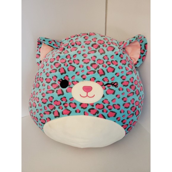 Rare Winking Squishmallows Chelsea the Cheetah 16" Pink Blue Spotted Cheetah